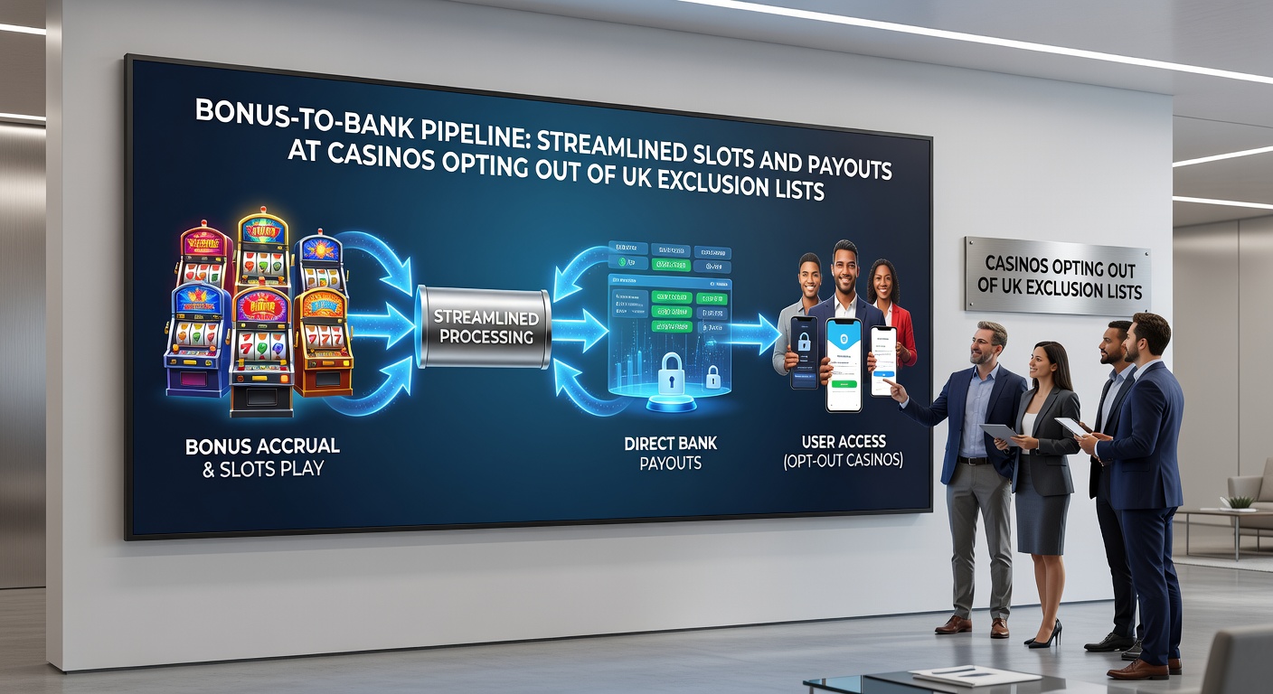 Illustration of a seamless payout flow from slot machine icons to bank vault, featuring speed lines and clock symbols for quick transfers