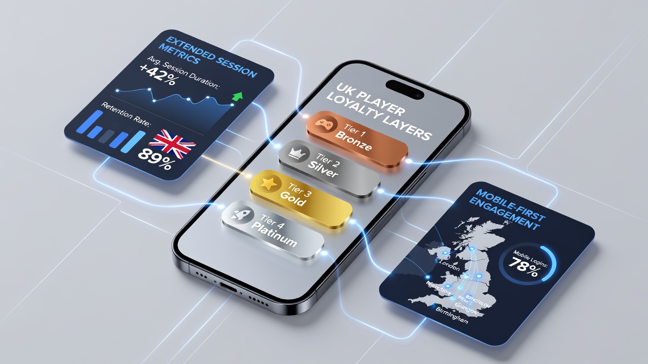 Loyalty tier dashboard on a smartphone screen displaying rewards and session tracking at offshore casino platforms