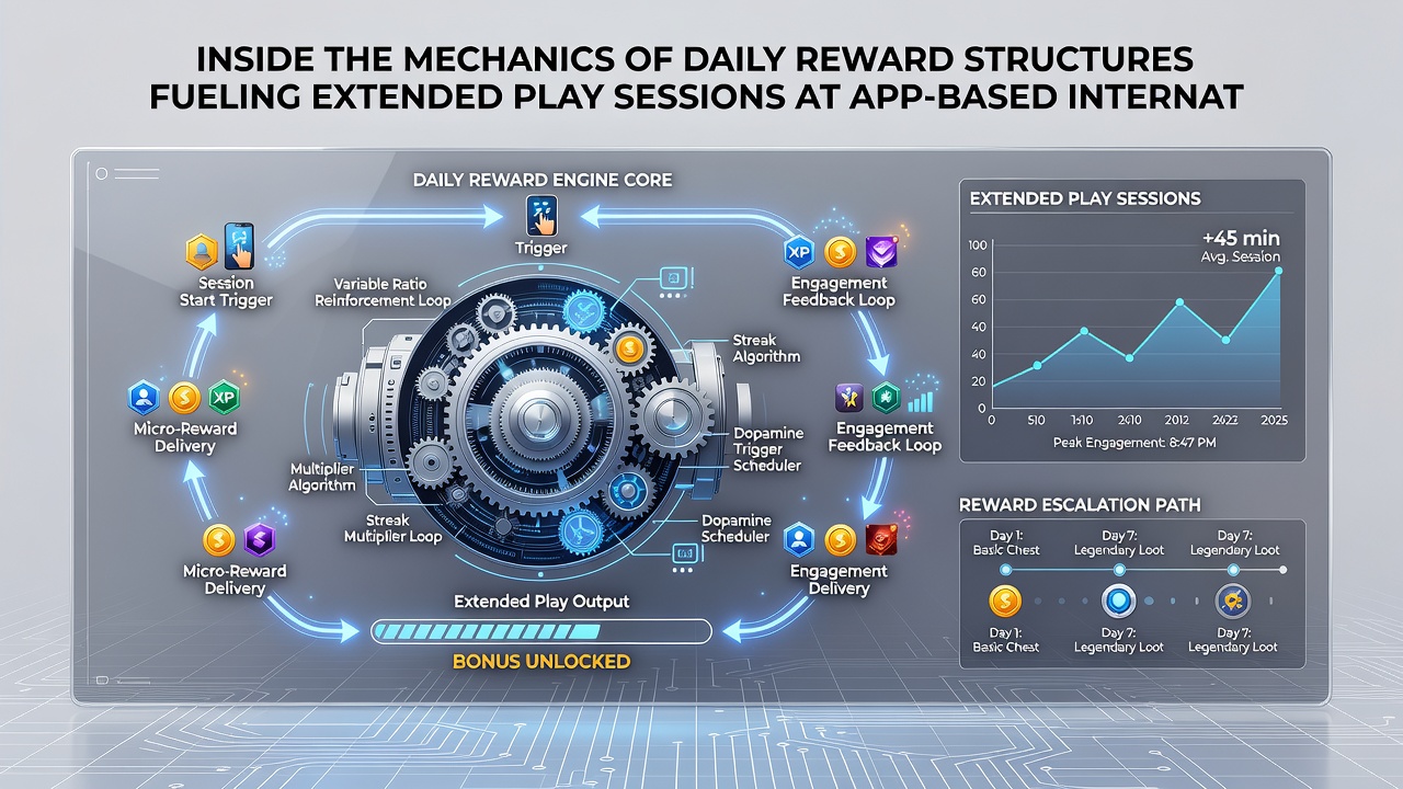 Analytics dashboard showing player retention metrics driven by daily reward structures in international gaming apps