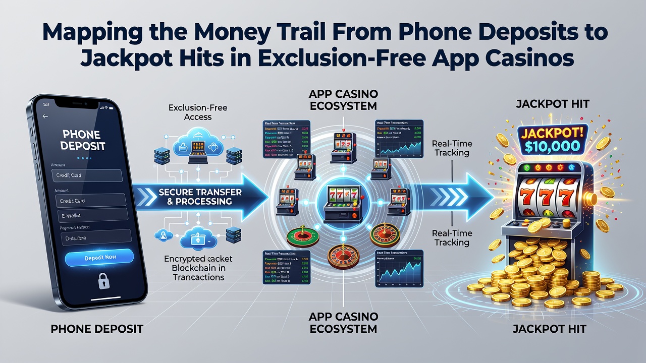 Diagram showing jackpot contribution tracking from deposits to wins in mobile casino apps