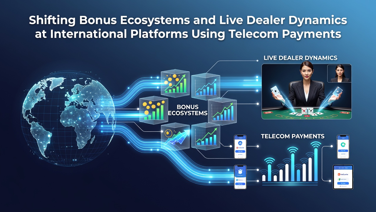 Live dealer studio setup showing players engaging via mobile devices with carrier billing integration