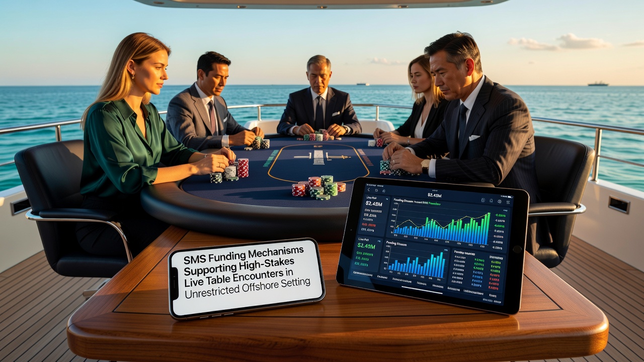 Live roulette table with mobile SMS confirmation overlay in an offshore casino environment